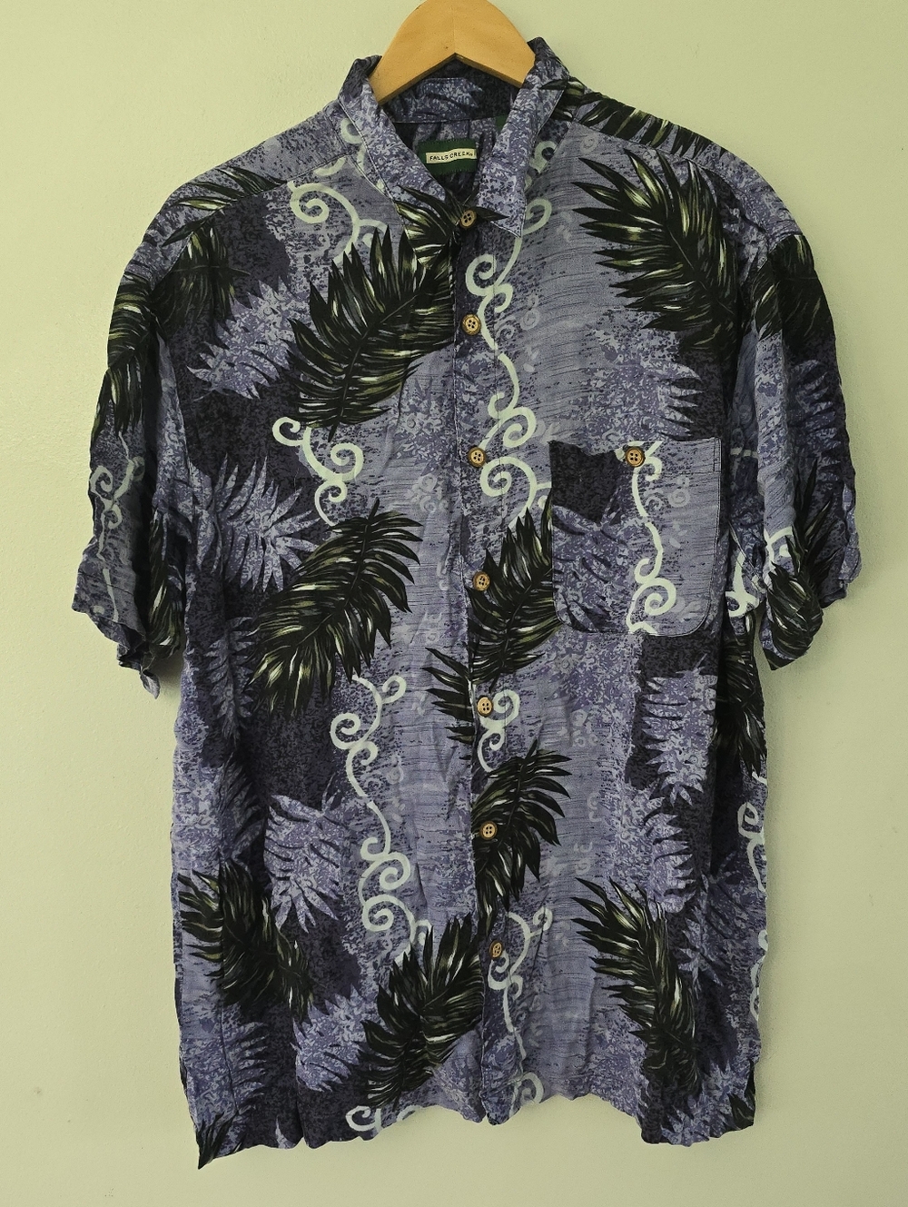 VTG Falls Creek Hawaiian Shirt Men's 2X Purple Floral Tropical Button Up